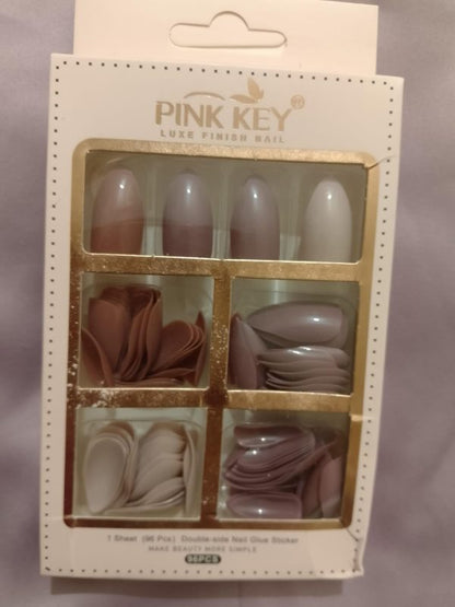 96 Pcs Nude Colors Nail Pack Without Glue Or Sticker (random Color)